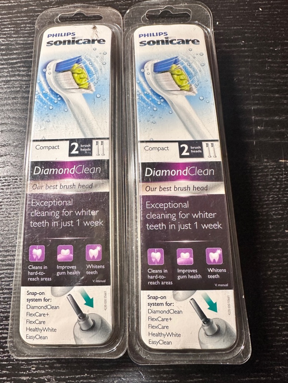 (2) Philips Sonicare DiamondClean Compact toothbrush replacement heads